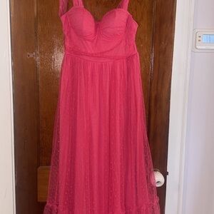 Hot pink chaffon maxi dress never worn